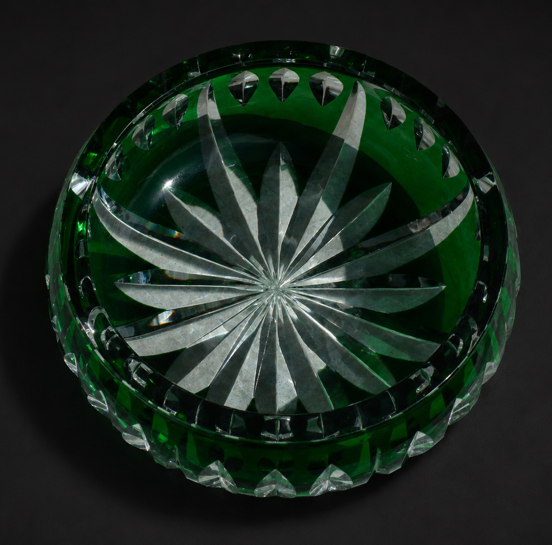 Saladier En Cristal Taillé De Saint Louis , Vert Émeraude 1900 , Coupe-photo-3
