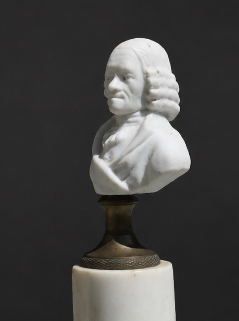 Pair Of Biscuit & Marble Busts , Voltaire & Jean Jacques Rousseau 1800 , Philosopher 18th Century-photo-3