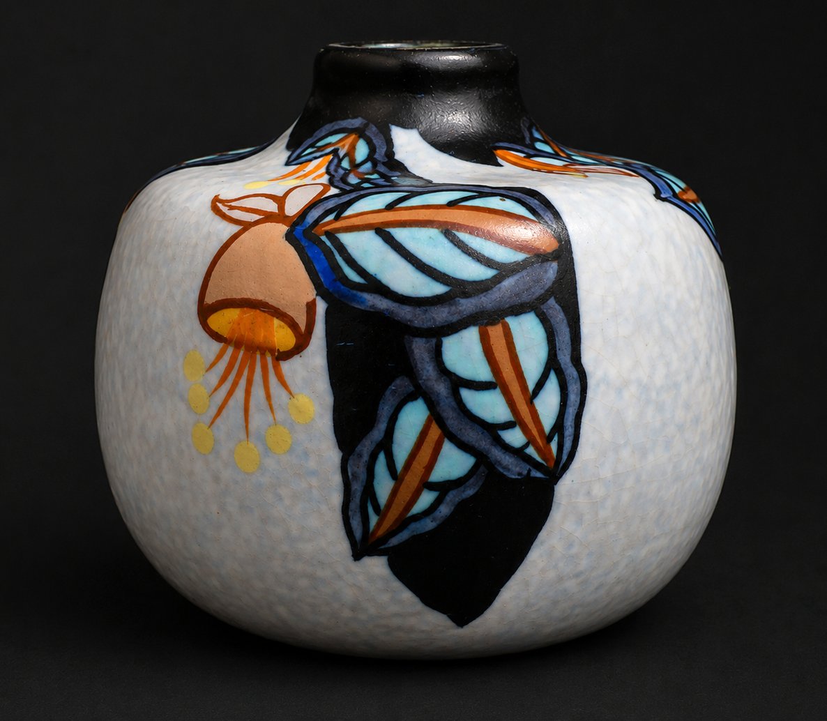 Toupie Vase , Signed Louis Dagé , Art Deco Period , 1920 , Flowers , Glazed Ceramic-photo-3