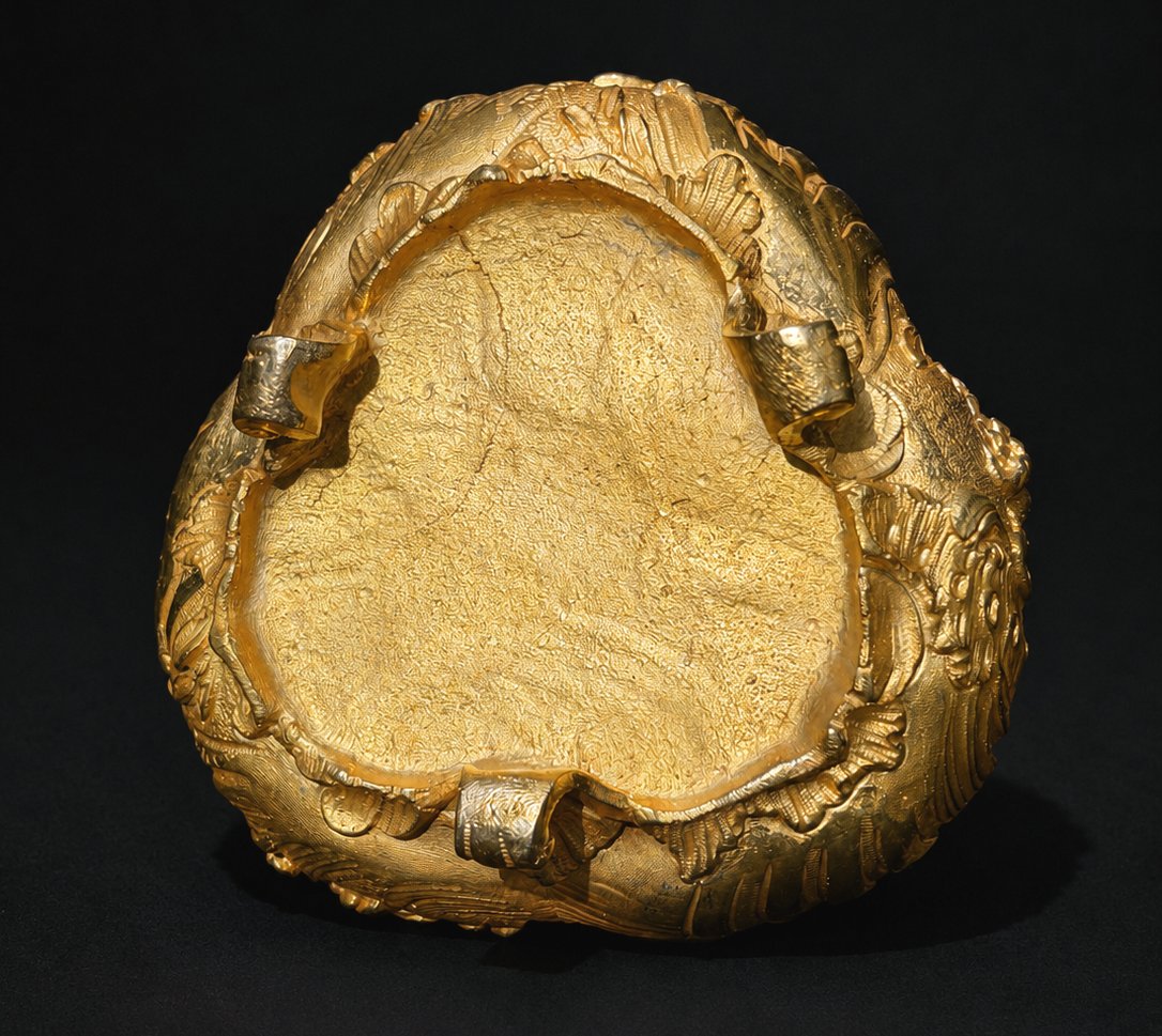 Jardiniere en Bronze Doré , 1900 Style Louis XV , Vide Poche XIXe , Trefle -photo-1