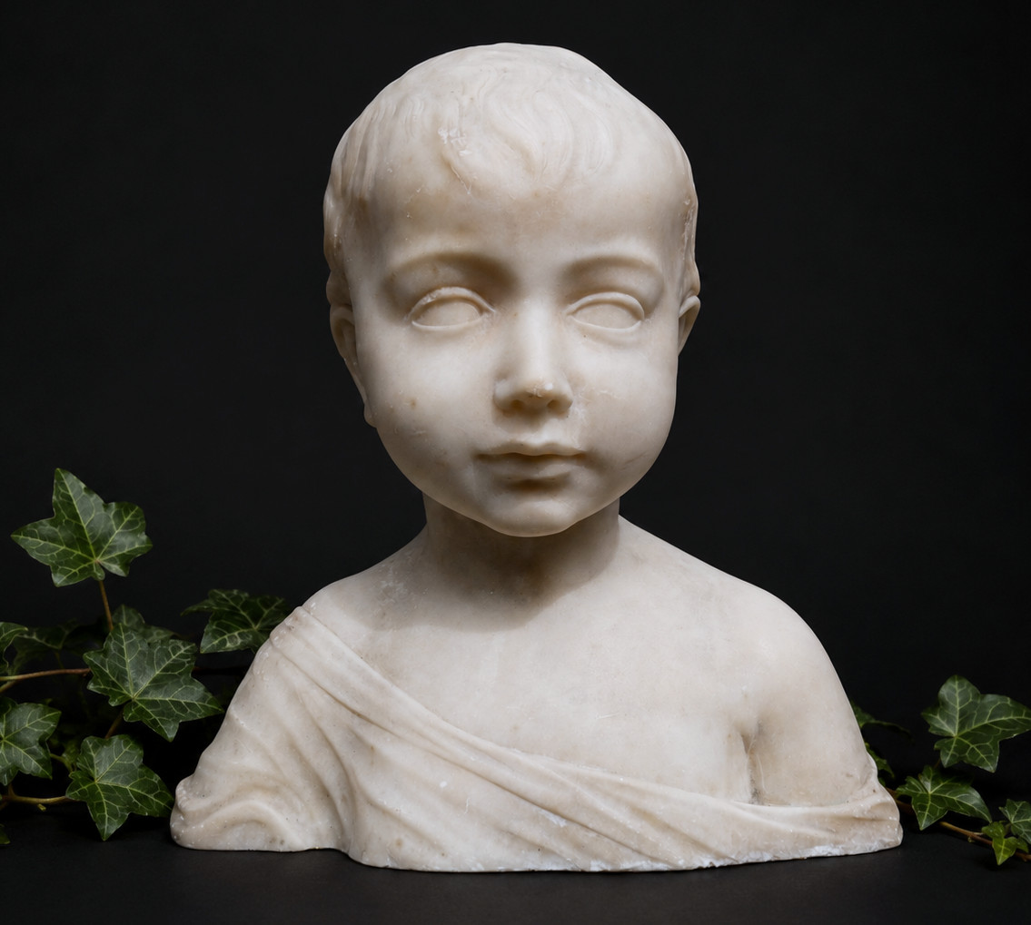 Buste d’Enfant En Albâtre D’après Desiderio Da Settignano – Style Renaissance Italienne XIXe