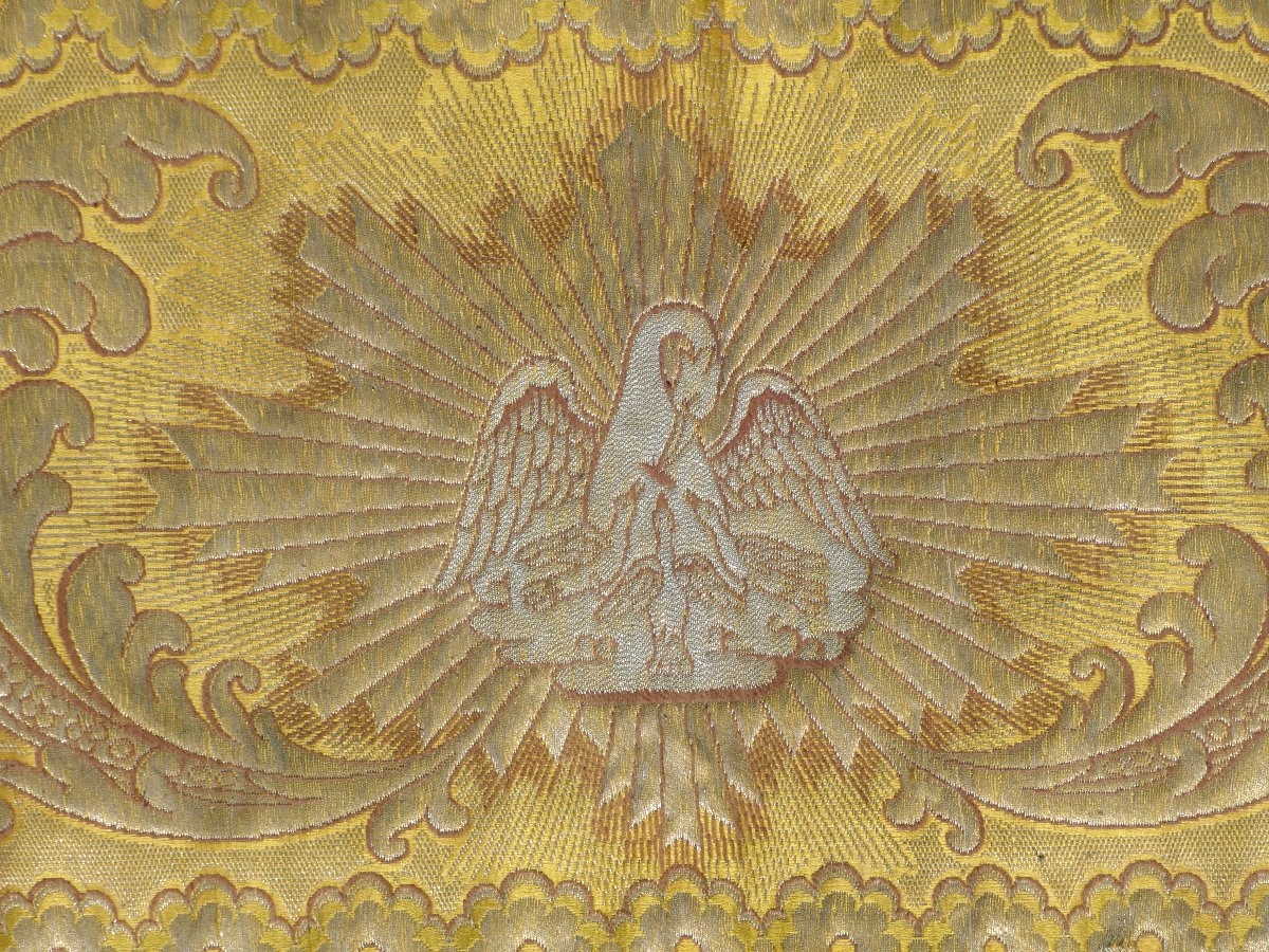 Devant d'Autel Soie Brochée / Lampas , Soierie Lithurgique , Agneau Pascal , Pelican , Chemin-photo-3