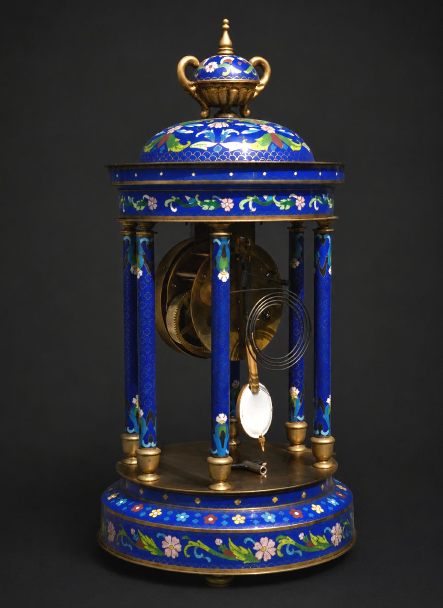 Grande Pendule Portique , Emaux Cloisonnés , Chine / Asie XXe siecle , Horloge-photo-3