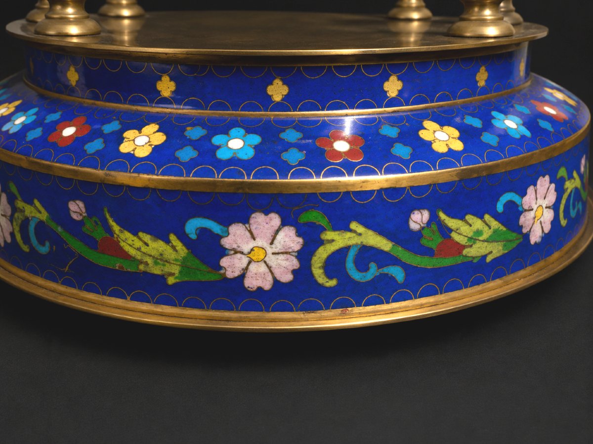 Grande Pendule Portique , Emaux Cloisonnés , Chine / Asie XXe siecle , Horloge-photo-4