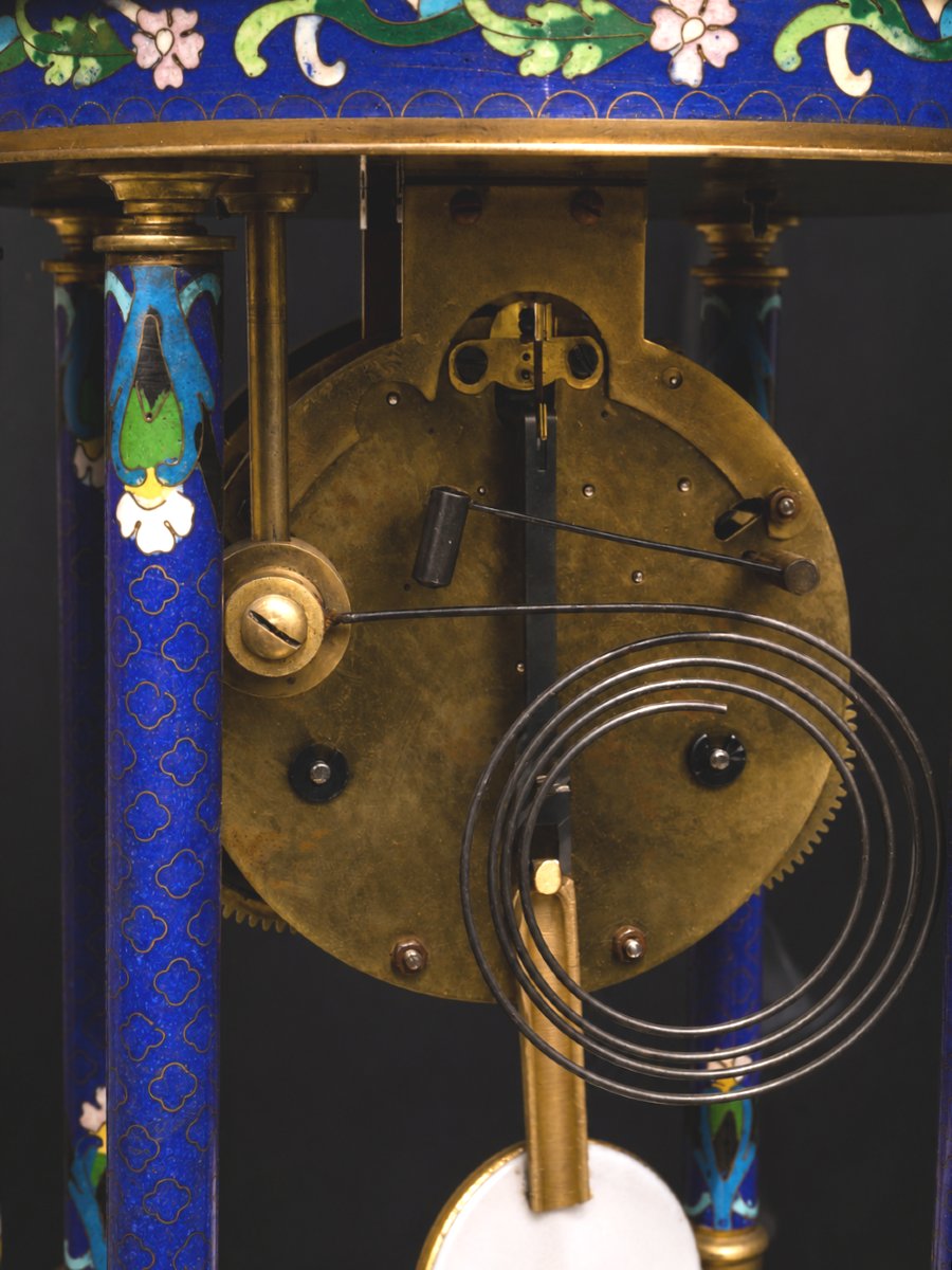 Grande Pendule Portique , Emaux Cloisonnés , Chine / Asie XXe siecle , Horloge-photo-2