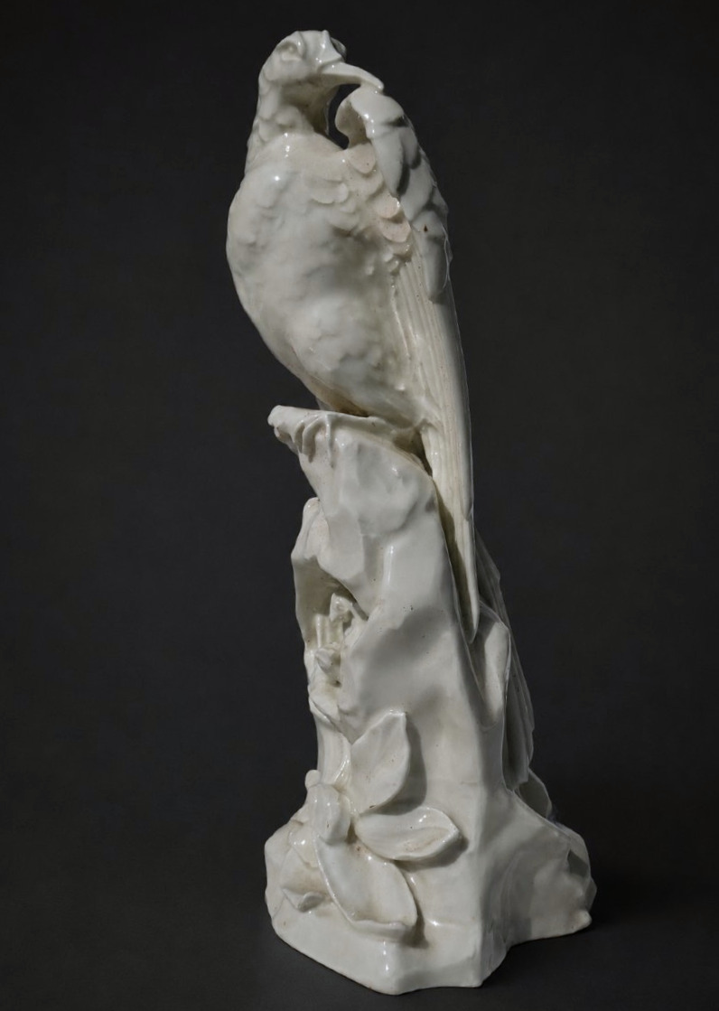 German White Porcelain Animal Subject , Exotic Bird In Nest , Circa 1930 , Paradise-photo-4
