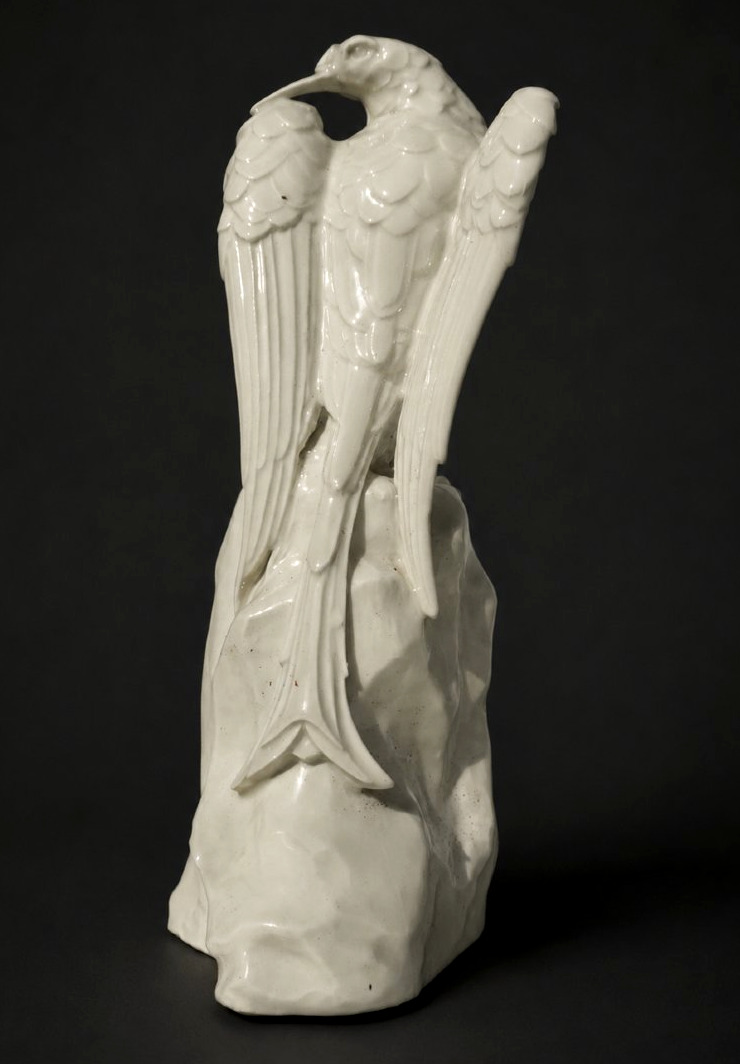 German White Porcelain Animal Subject , Exotic Bird In Nest , Circa 1930 , Paradise-photo-1