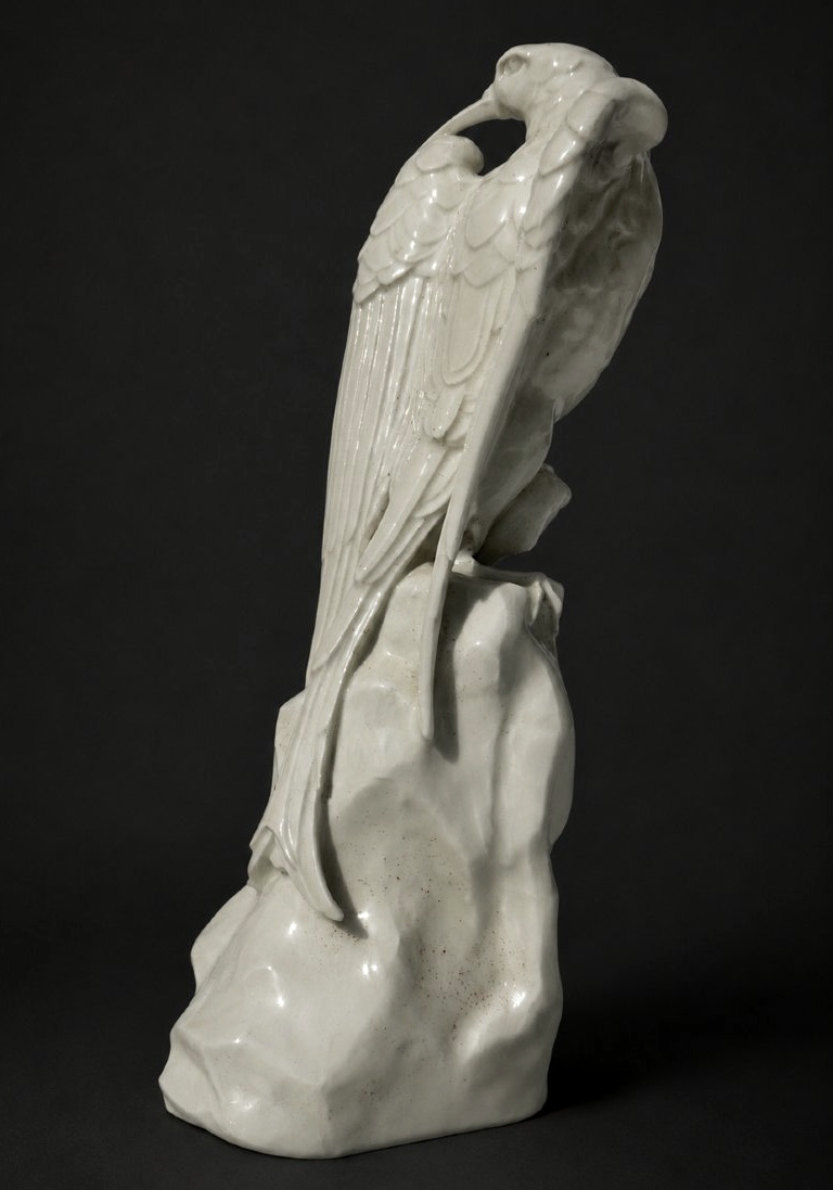 German White Porcelain Animal Subject , Exotic Bird In Nest , Circa 1930 , Paradise-photo-3