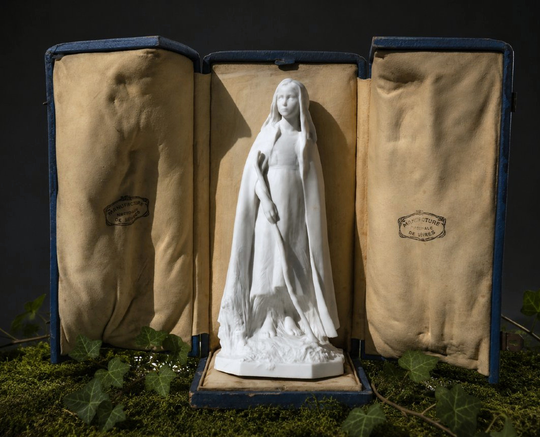 Sculpture Biscuit de porcelaine « Fleur des Prés » Raoul Larche Sèvres Jeune Femme Art Nouveau-photo-2