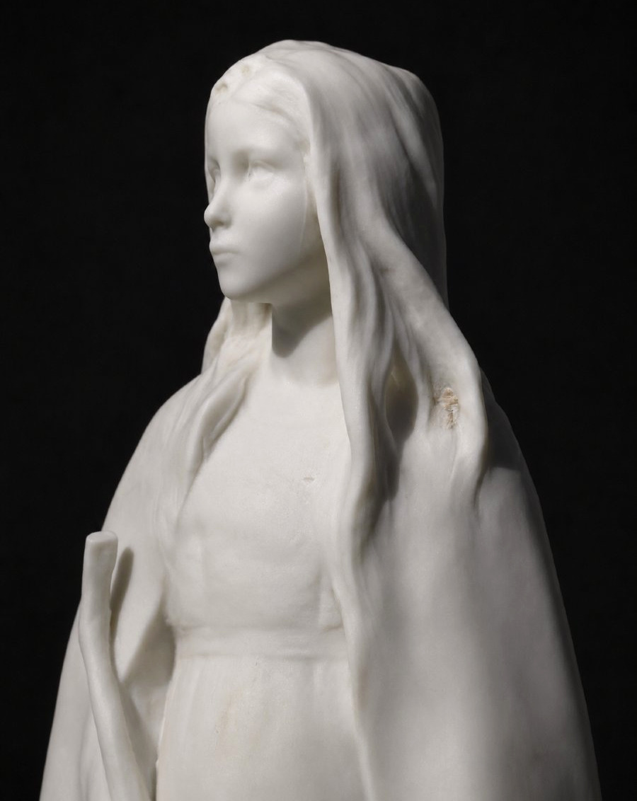 Sculpture Biscuit de porcelaine « Fleur des Prés » Raoul Larche Sèvres Jeune Femme Art Nouveau-photo-4