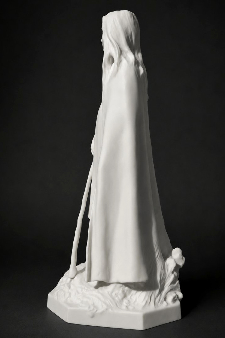Sculpture Biscuit de porcelaine « Fleur des Prés » Raoul Larche Sèvres Jeune Femme Art Nouveau-photo-3