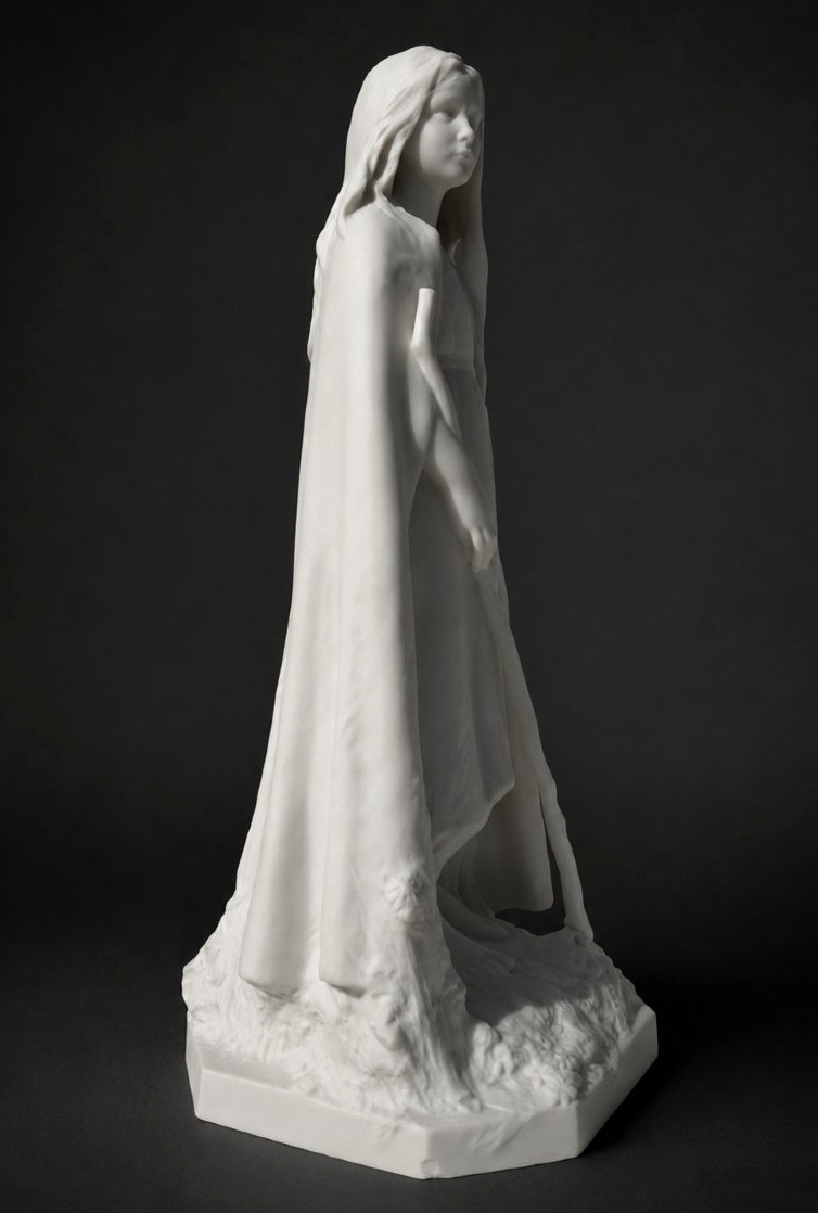 Sculpture Biscuit de porcelaine « Fleur des Prés » Raoul Larche Sèvres Jeune Femme Art Nouveau-photo-4