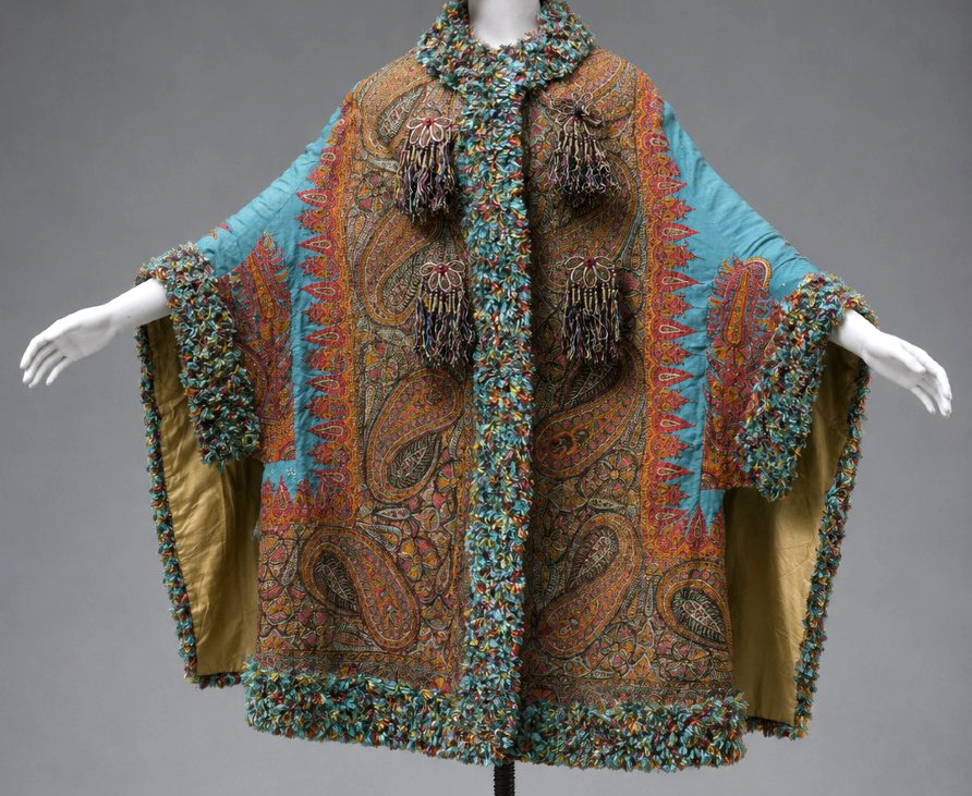 Visite Pour Robe à Tournure , Chale En Cachemire , 1870-1880 , XIXe , Mantelet , Costume-photo-2