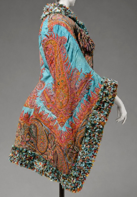 Visite Pour Robe à Tournure , Chale En Cachemire , 1870-1880 , XIXe , Mantelet , Costume-photo-3
