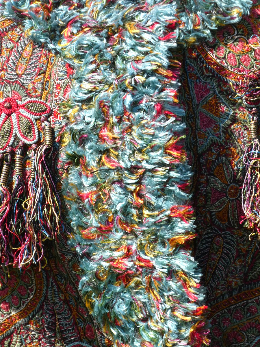 Visite Pour Robe à Tournure , Chale En Cachemire , 1870-1880 , XIXe , Mantelet , Costume-photo-4