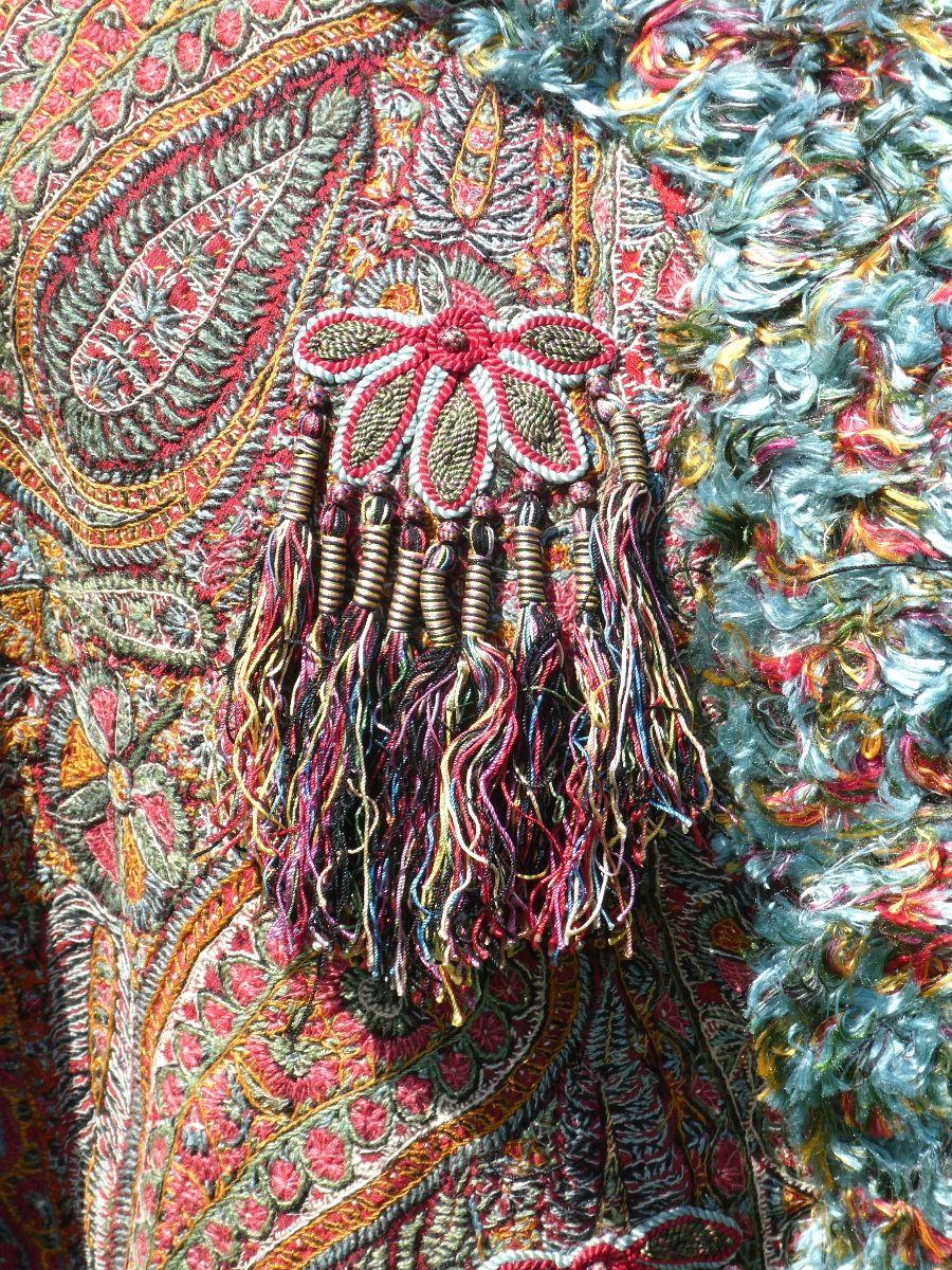 Visite Pour Robe à Tournure , Chale En Cachemire , 1870-1880 , XIXe , Mantelet , Costume-photo-5