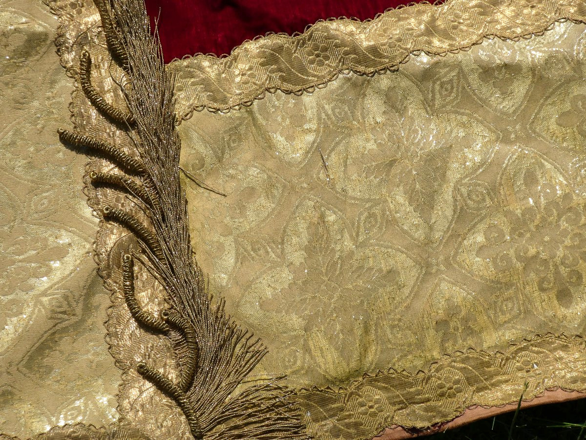 Important Liturgical Shawl In Red Velvet And Brocaded Silk - 19th Century, Napoleon III-photo-3