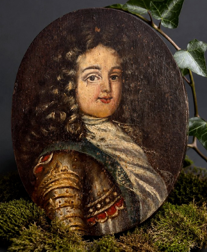 Portrait royaliste du Duc du Maine, huile sur panneau de bois, XVIIIe siècle