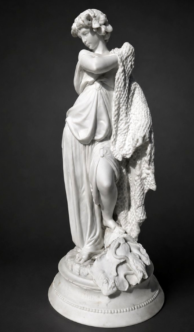 Sculpture En Biscuit Naturel , Allégorie De La Pêche , Napoleon III , Jeune Femme Naiade XIXe-photo-2