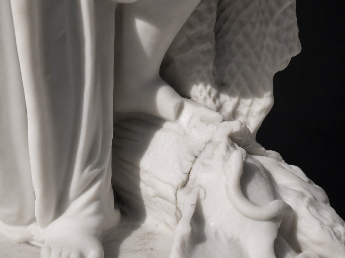 Sculpture En Biscuit Naturel , Allégorie De La Pêche , Napoleon III , Jeune Femme Naiade XIXe-photo-1
