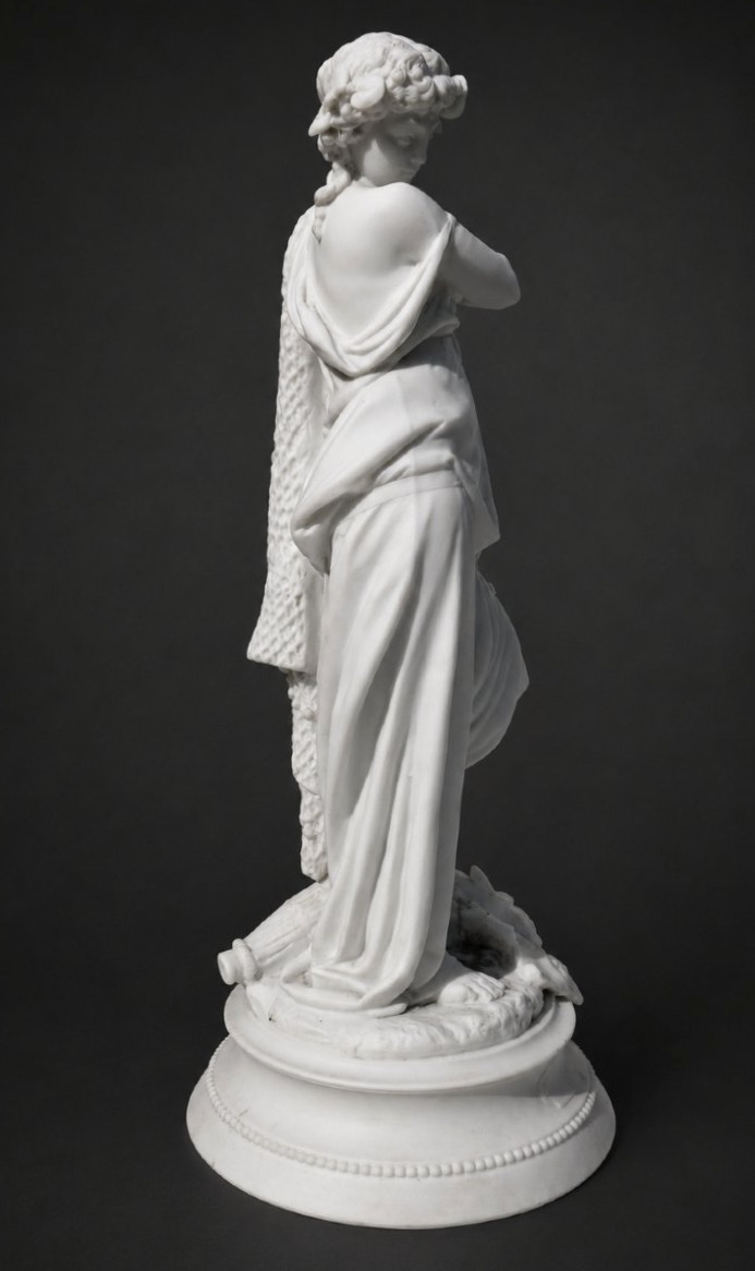 Sculpture En Biscuit Naturel , Allégorie De La Pêche , Napoleon III , Jeune Femme Naiade XIXe-photo-6