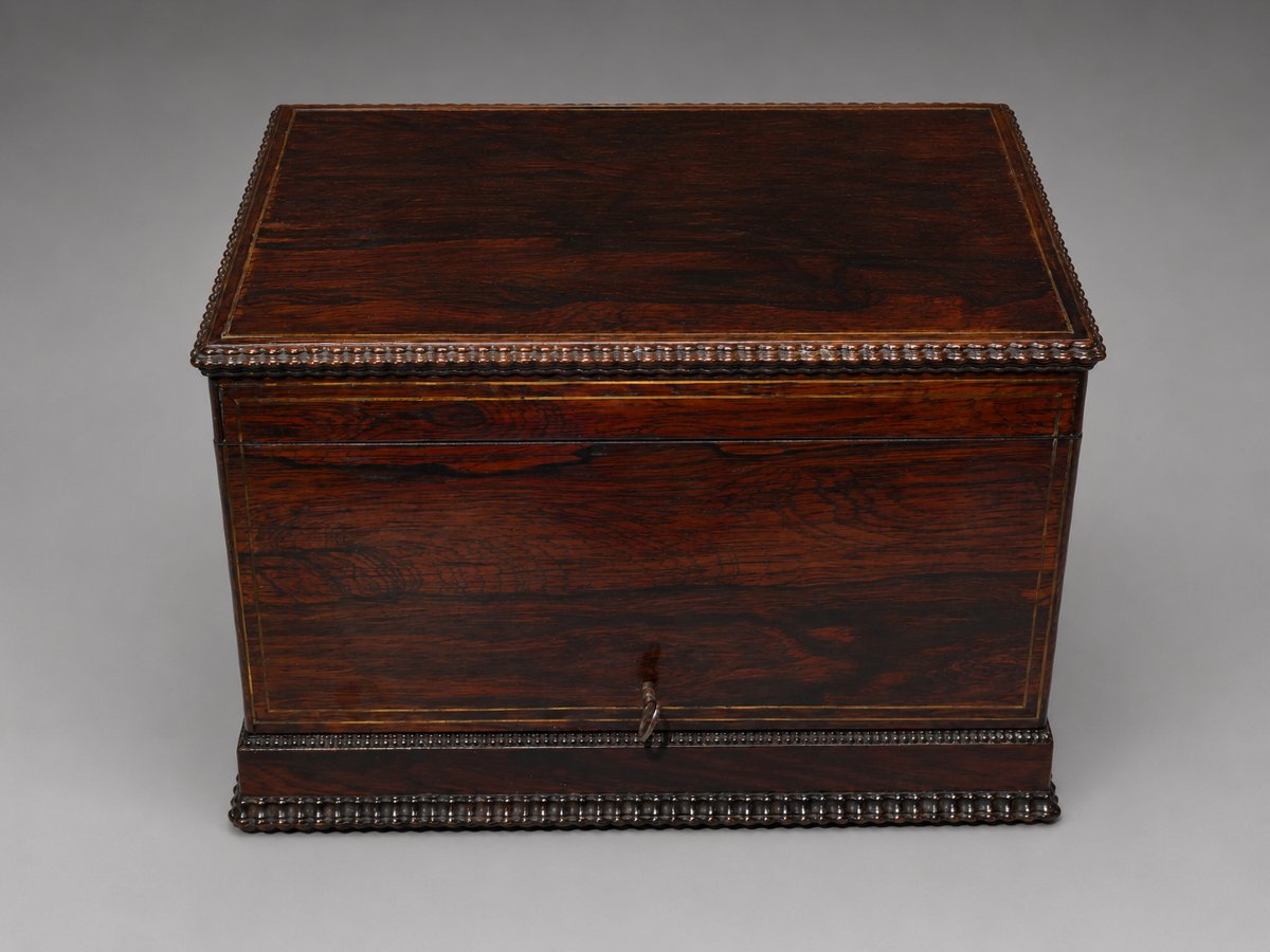 Flamed Mahogany Liqueur Cellar, Cigars - Restoration Period, 19th Century , Casket , Baccarat-photo-3