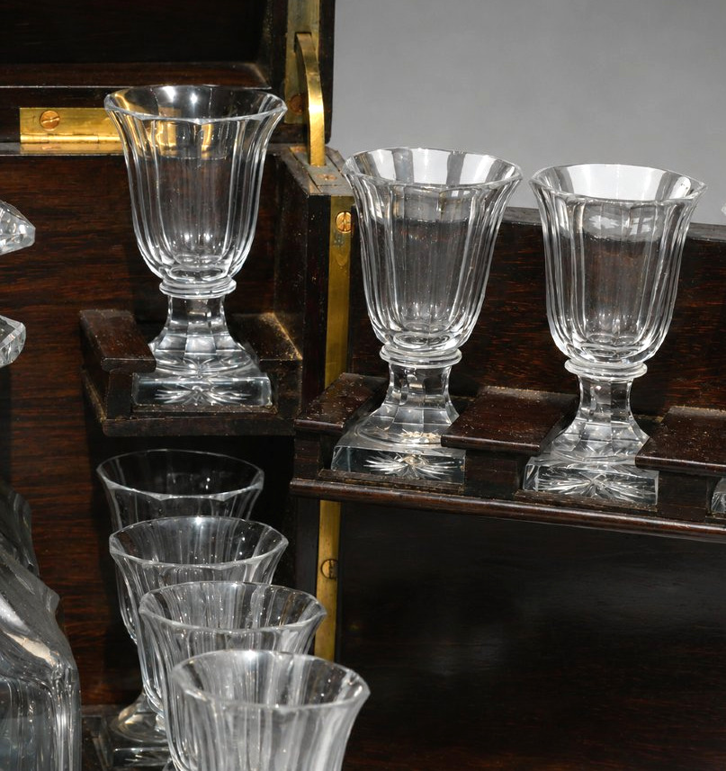 Flamed Mahogany Liqueur Cellar, Cigars - Restoration Period, 19th Century , Casket , Baccarat-photo-1