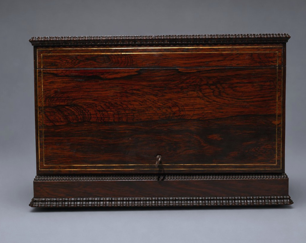 Flamed Mahogany Liqueur Cellar, Cigars - Restoration Period, 19th Century , Casket , Baccarat-photo-6