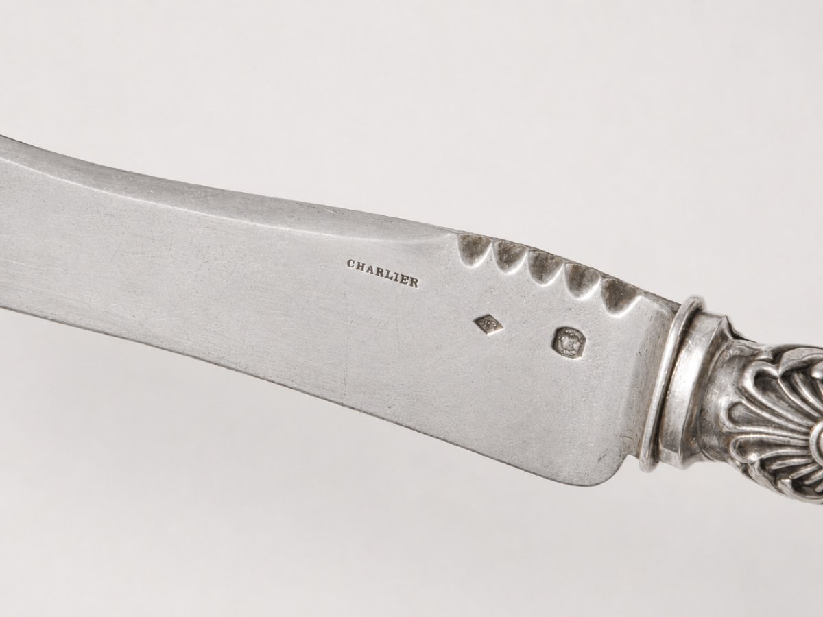 Set Of 6 Fruit Knives Silver Blade German Porcelain Handle Dresden Meissen 19th Century-photo-2