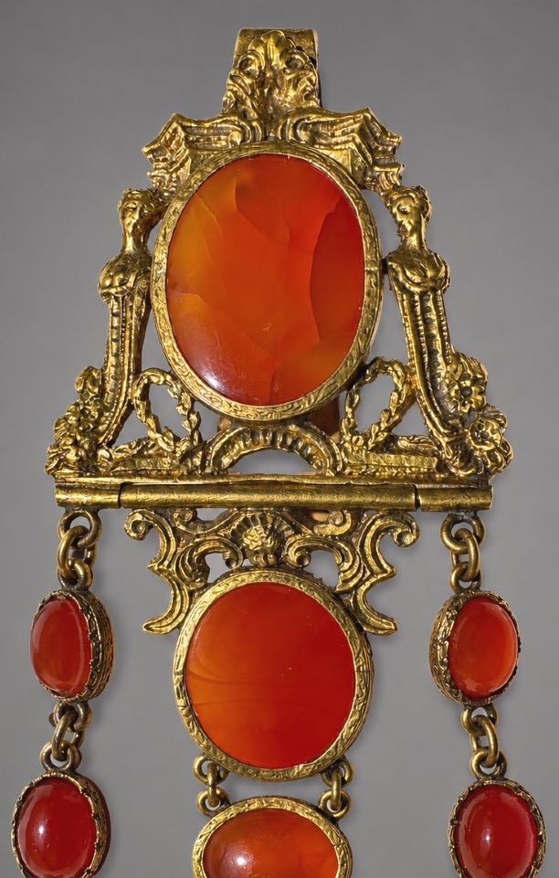 Châtelaine Jewel In Pomponne And Cornelian, Directoire Period, 18th Century-photo-2