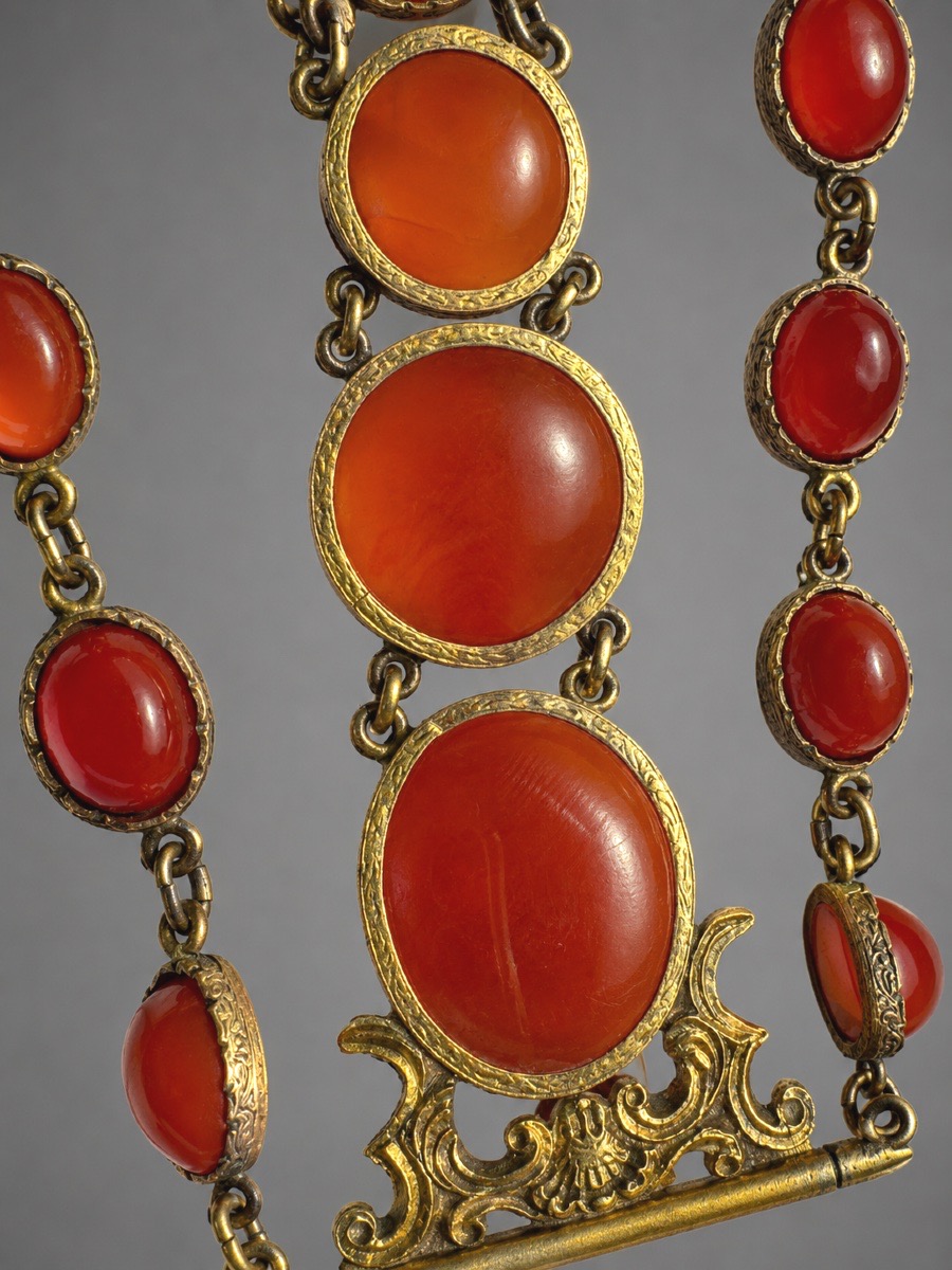 Châtelaine Jewel In Pomponne And Cornelian, Directoire Period, 18th Century-photo-3