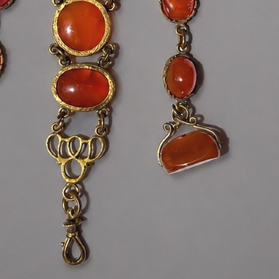 Châtelaine Jewel In Pomponne And Cornelian, Directoire Period, 18th Century-photo-4