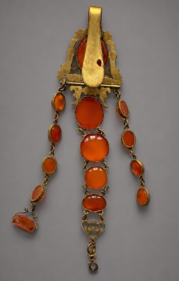 Châtelaine Jewel In Pomponne And Cornelian, Directoire Period, 18th Century-photo-1