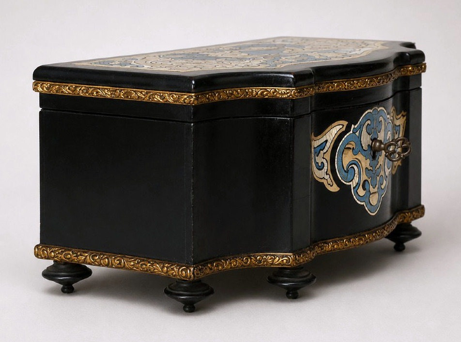 Coffret A Bijoux Epoque Napoléon III , Style Louis XIV , Marqueterie De Couleurs , XIXe , Ecrin-photo-4