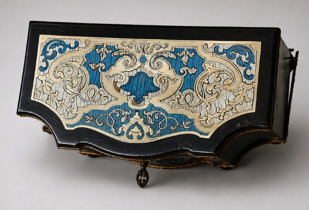 Coffret A Bijoux Epoque Napoléon III , Style Louis XIV , Marqueterie De Couleurs , XIXe , Ecrin-photo-1