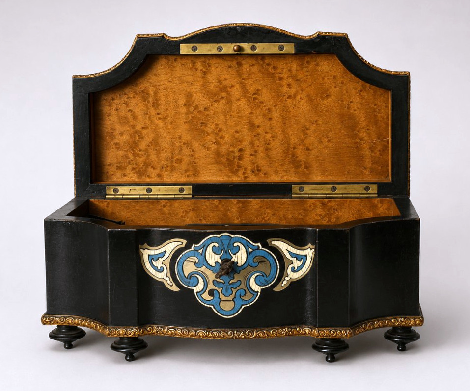 Coffret A Bijoux Epoque Napoléon III , Style Louis XIV , Marqueterie De Couleurs , XIXe , Ecrin-photo-3