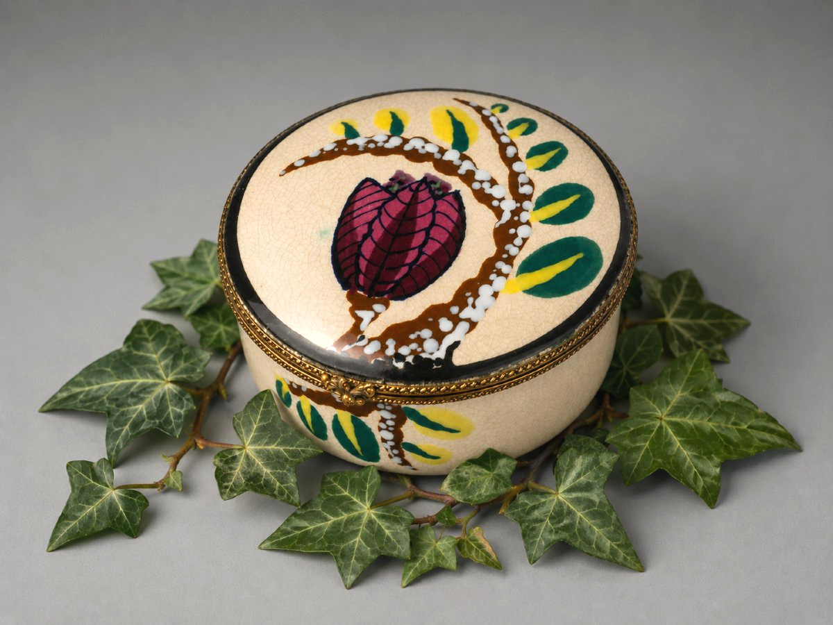 Crackled Earthenware Box, Art Deco Style, Signed Louis Dagé; 1920–1930, Candy Dish