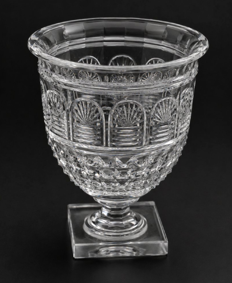 Vase Cratere En Cristal Taillé De Baccarat , Style Premier Empire , Vase Medicis XIXe , -photo-4
