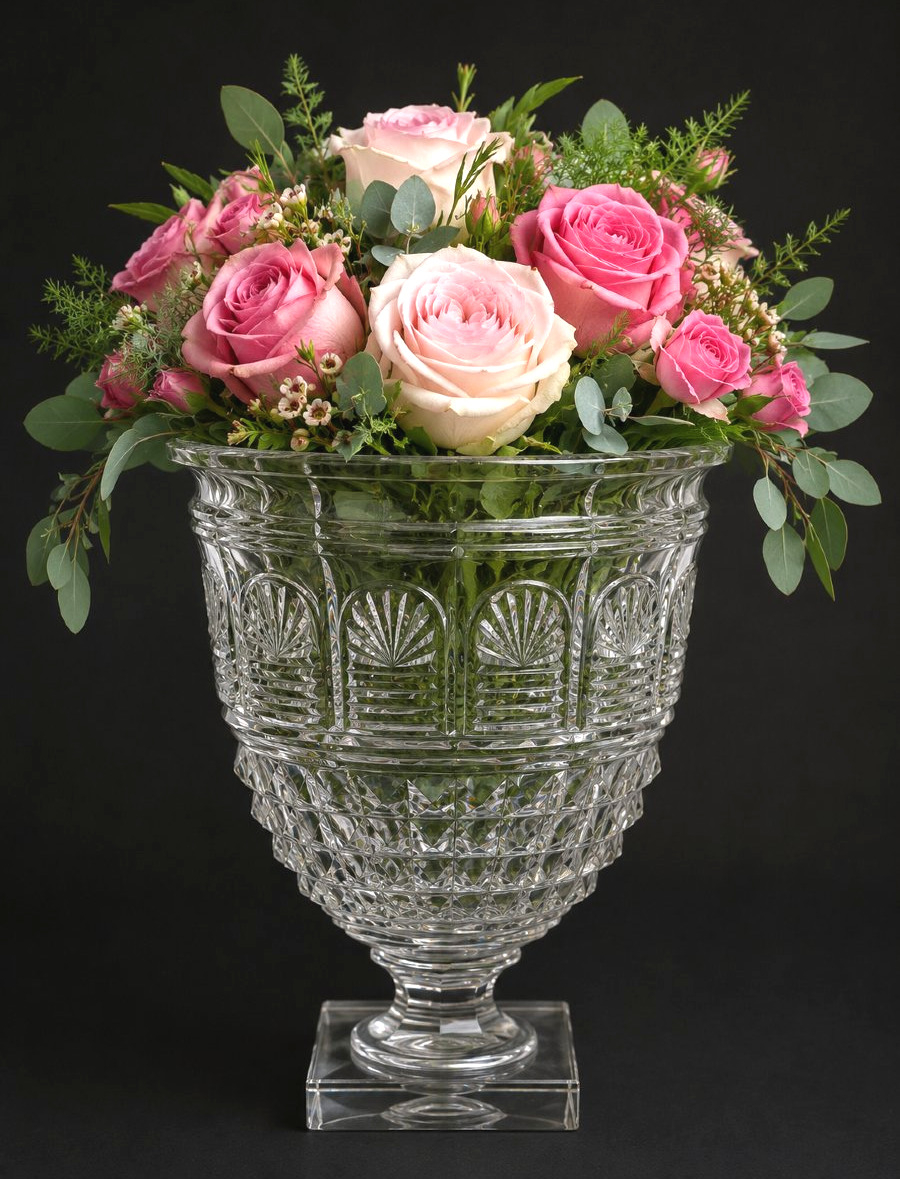 Vase Cratere En Cristal Taillé De Baccarat , Style Premier Empire , Vase Medicis XIXe , 