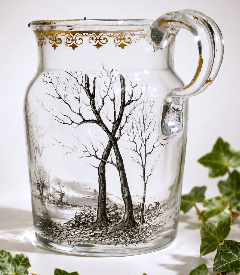 Pichet / Cremier Miniature En Cristal Emaillé de Daum , Nancy , 1900 XIXe Croix De Lorraine-photo-2