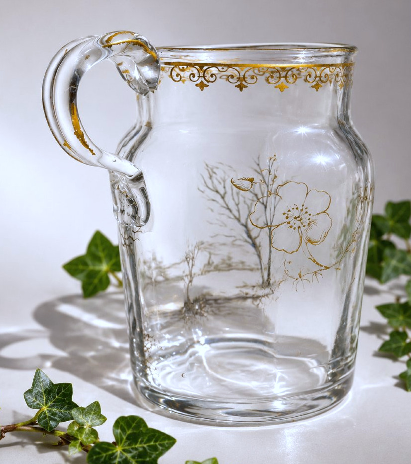 Pichet / Cremier Miniature En Cristal Emaillé de Daum , Nancy , 1900 XIXe Croix De Lorraine-photo-3