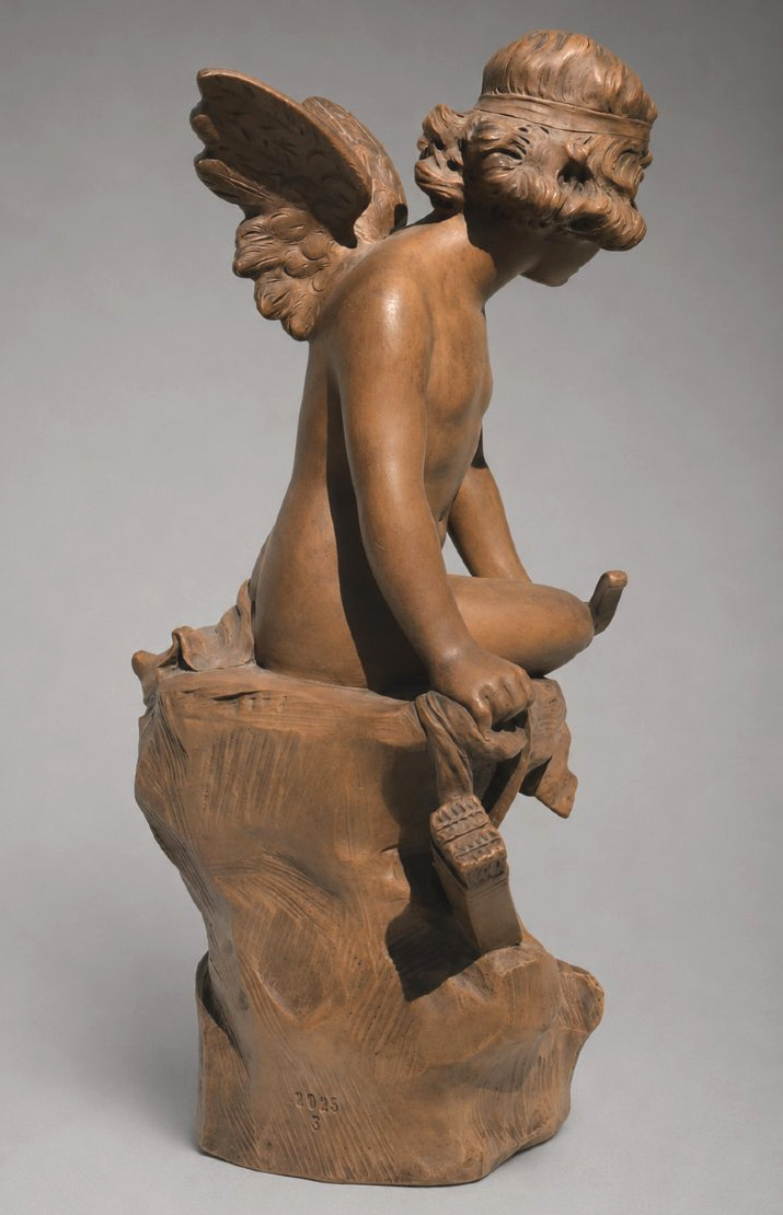 Terracotta Sculpture, Angel With A Quiver, Cupid, Signed A. Carli, 19th Century, Napoleon III -photo-4