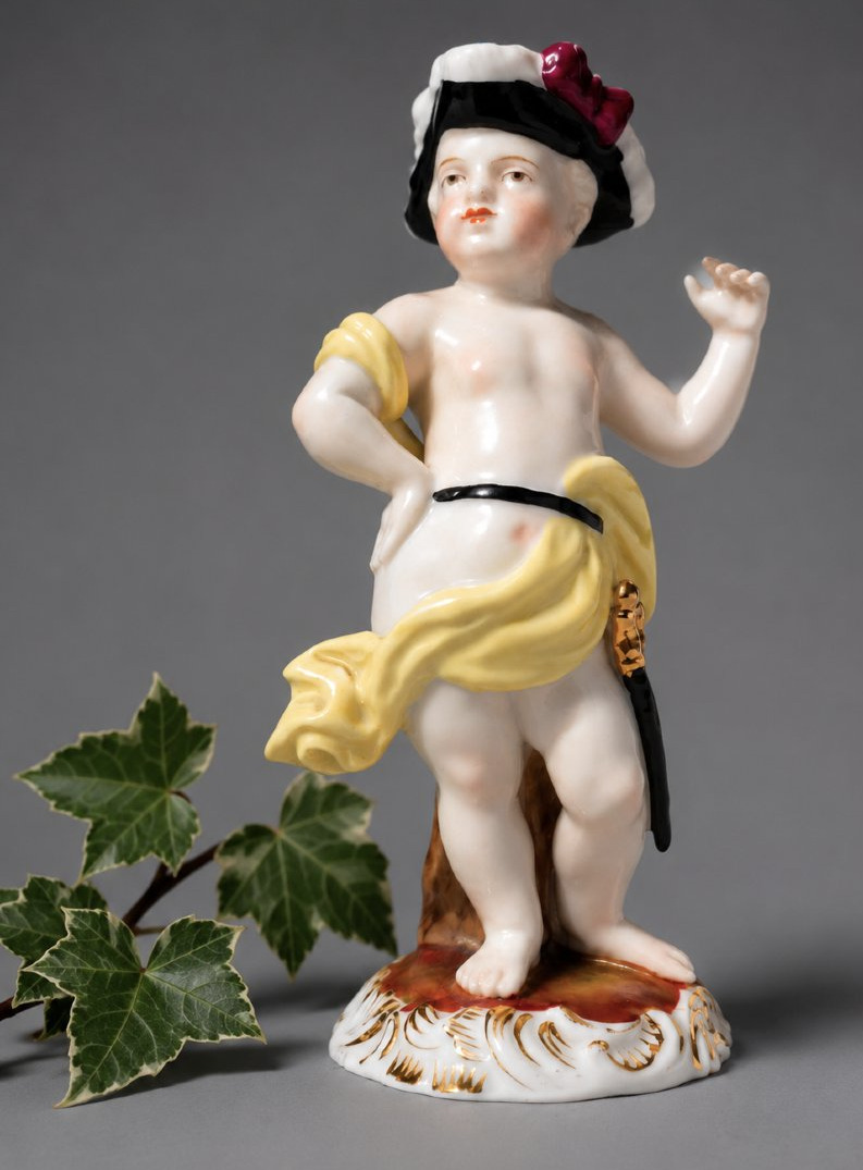 Charming German Saxon Porcelain Figurine Depicting A Young Page / Marquis – 19th Century