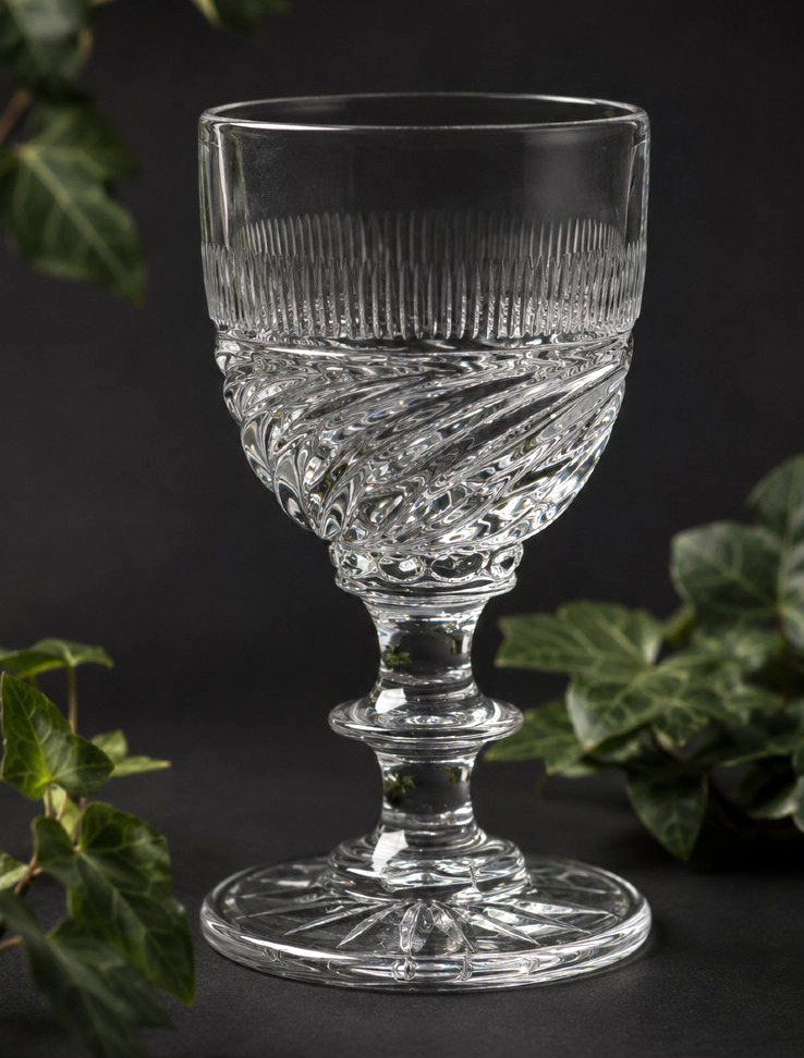 Serie de 6 verres En cristal Taillé & Moulé de Baccarat , Epoque Charles X , Style Empire 1800