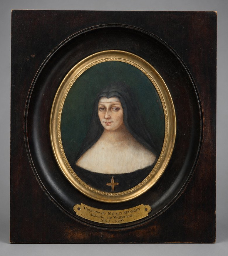 Large Watercolor, Miniature Portrait, 19th-century Nun, 17th-century Style, Abbess-photo-3