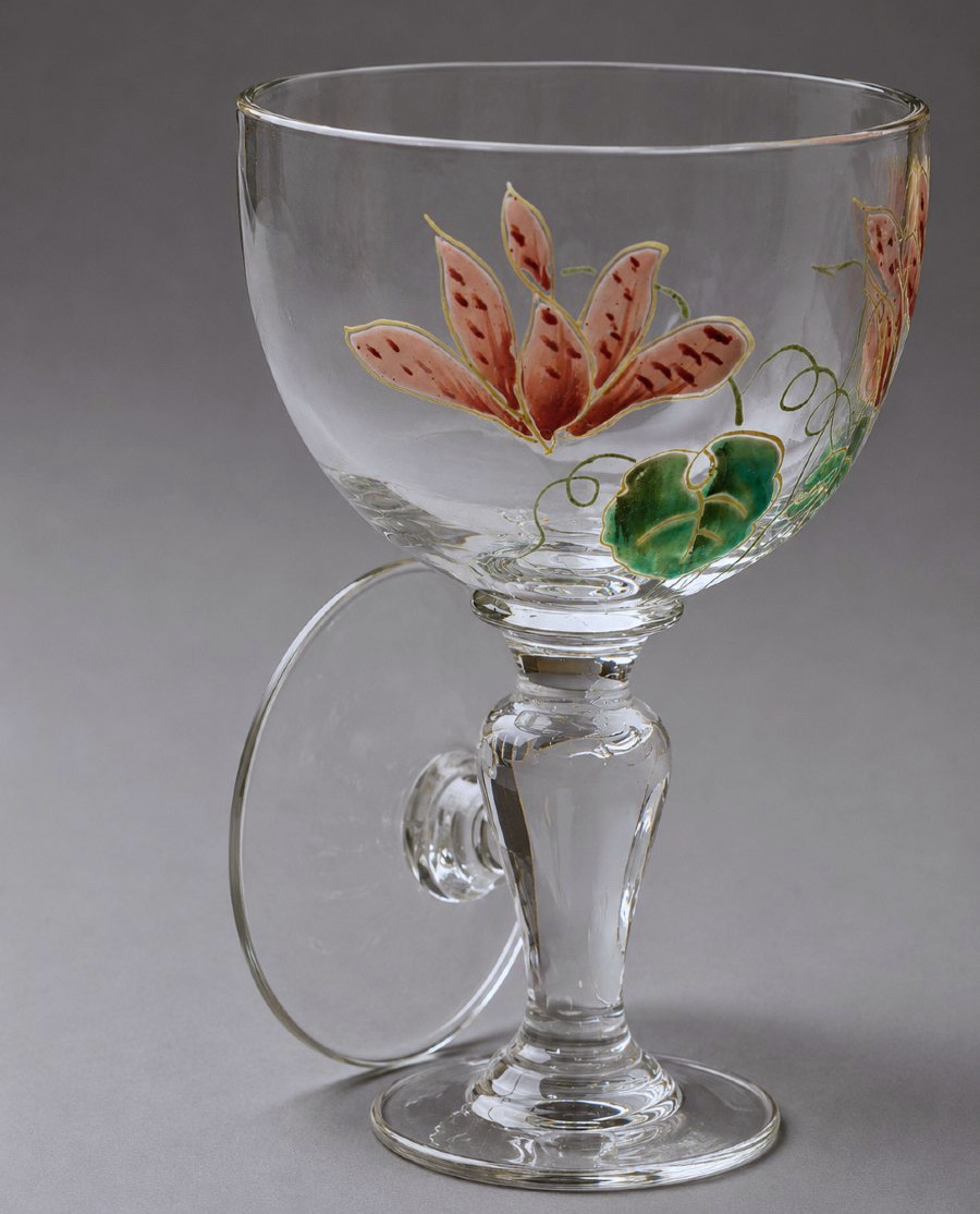 Service à Cerises , Epoque Art Nouveau , Verre Emaillé , Theodore Legras , XIXe , fleurs -photo-2