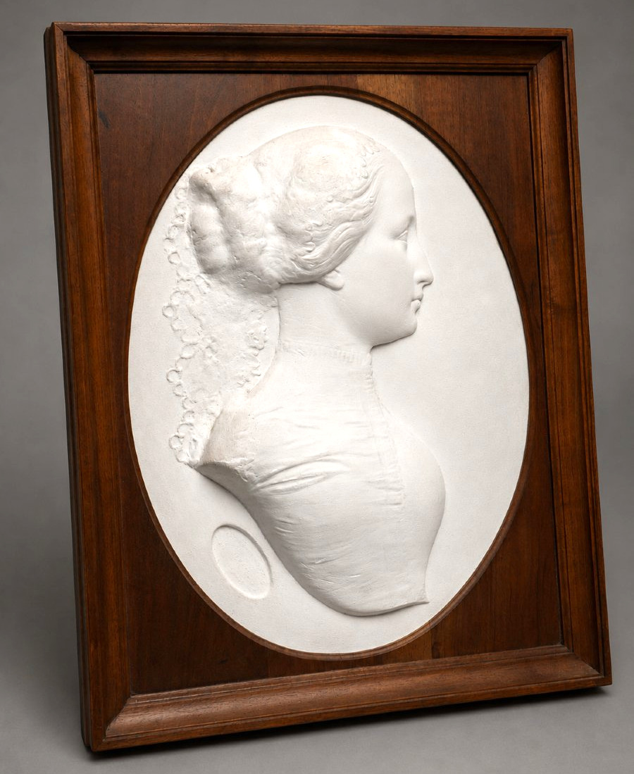 Profil De L'Imperatrice Eugenie De Montijo Bas Relief En platre , Napoléon III , XIXe Portrait-photo-2