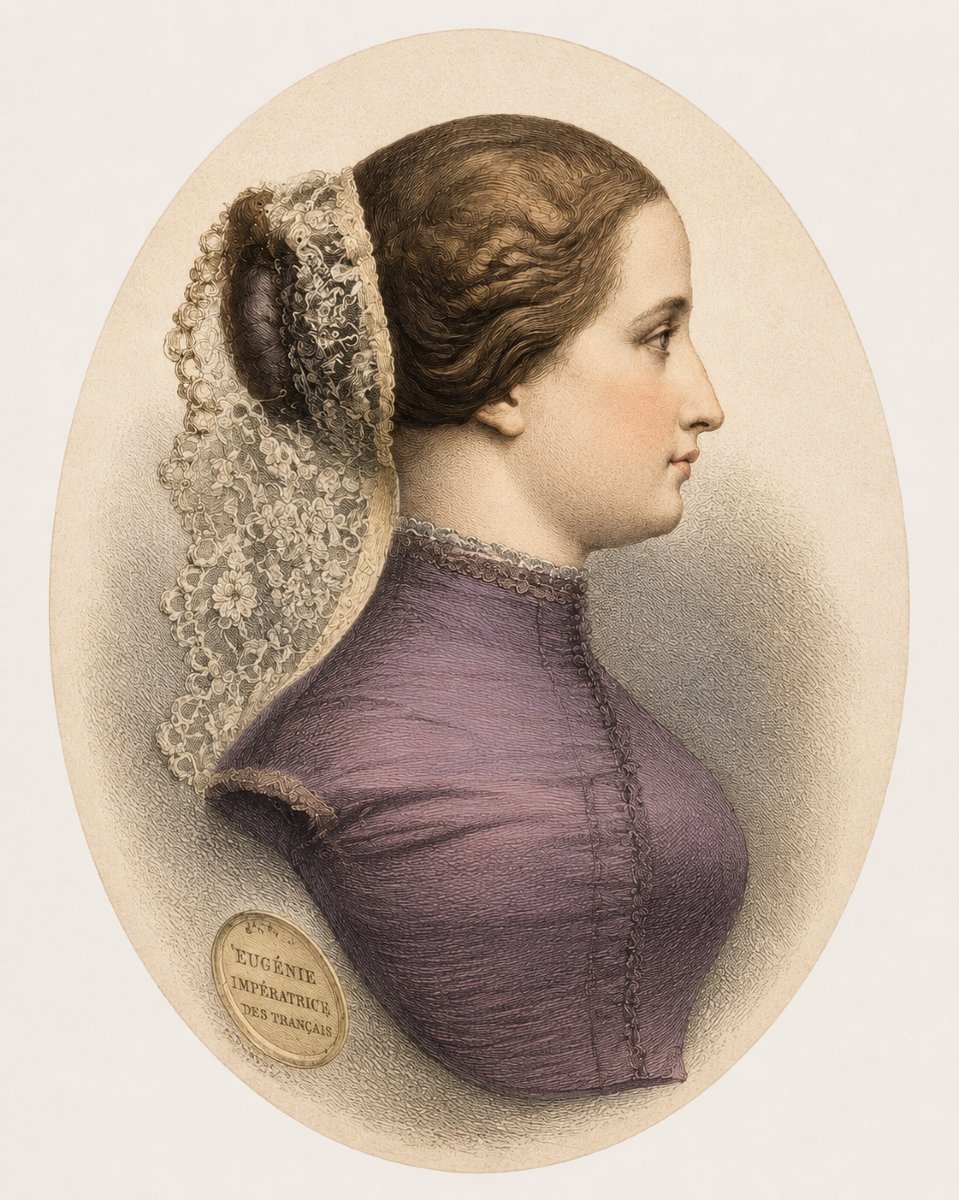 Profil De L'Imperatrice Eugenie De Montijo Bas Relief En platre , Napoléon III , XIXe Portrait-photo-1