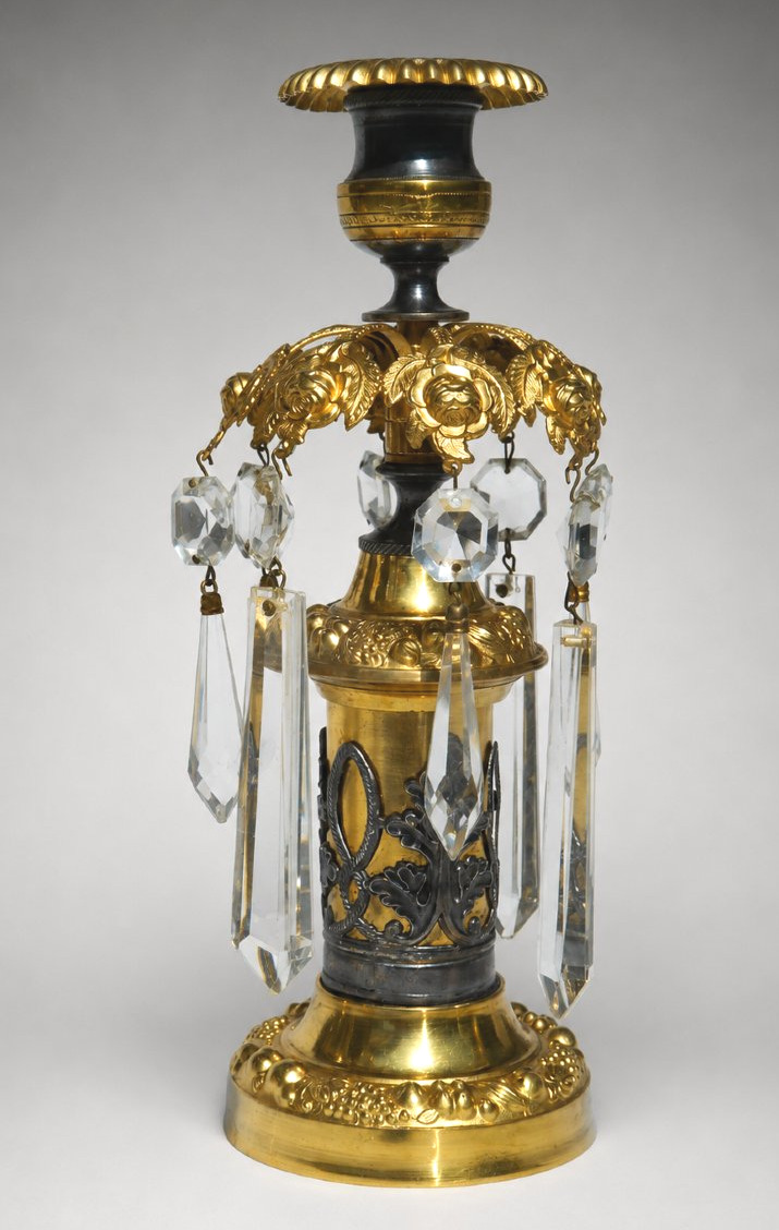 Paire De Bougeoirs Epoque Restauration , 1820 - 1830 , XIXe  , Bronze Doré & Argenté Chandelier-photo-2