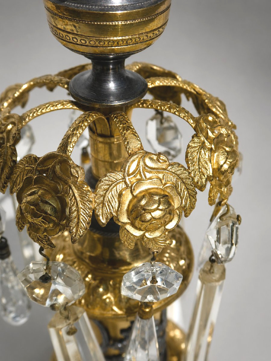 Paire De Bougeoirs Epoque Restauration , 1820 - 1830 , XIXe  , Bronze Doré & Argenté Chandelier-photo-1